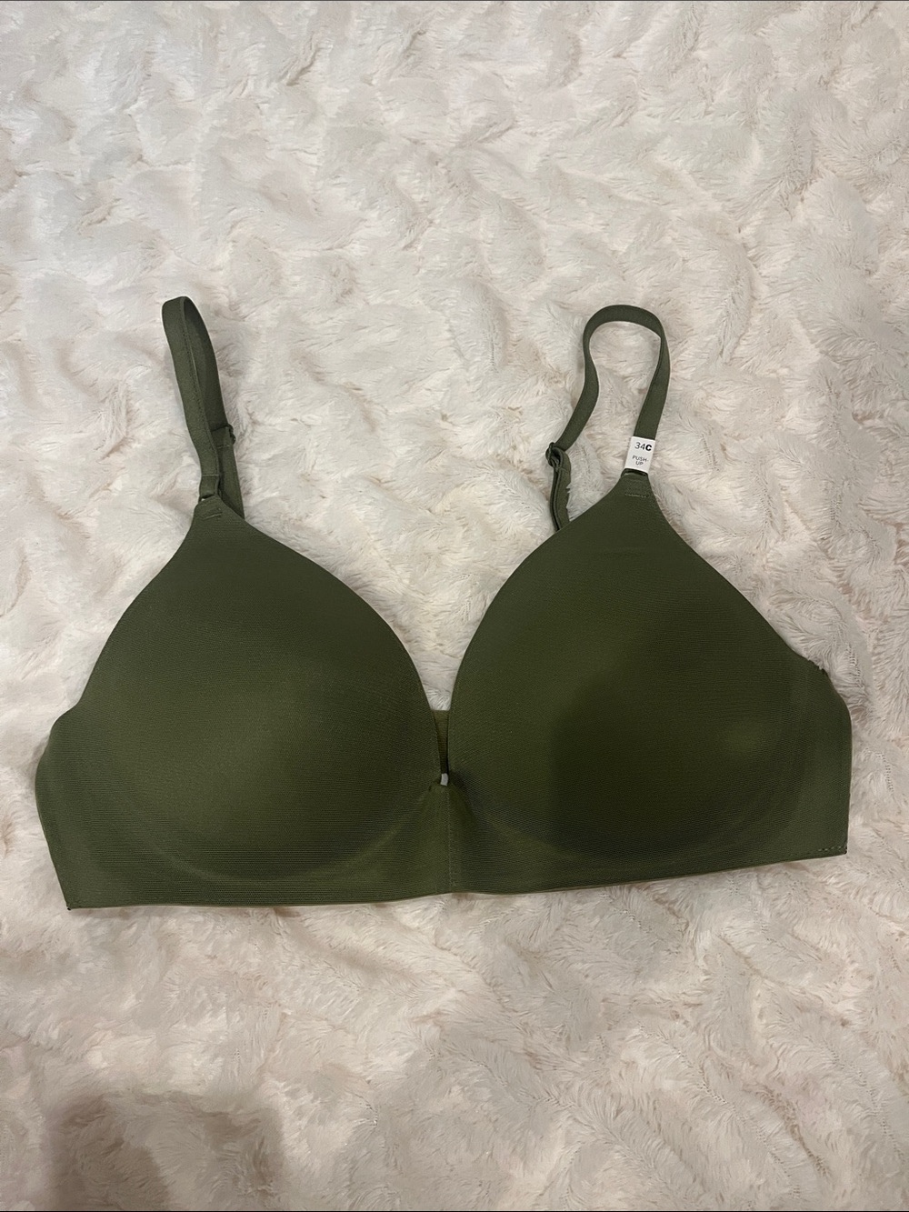 PINK Victoria's Secret - Wireless Push Up T-Shirt Bra - Olive Green - 34C